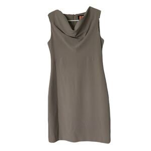W by Worth Sleeveless Draped Cowl Neck Dress - Taupe - Size 2